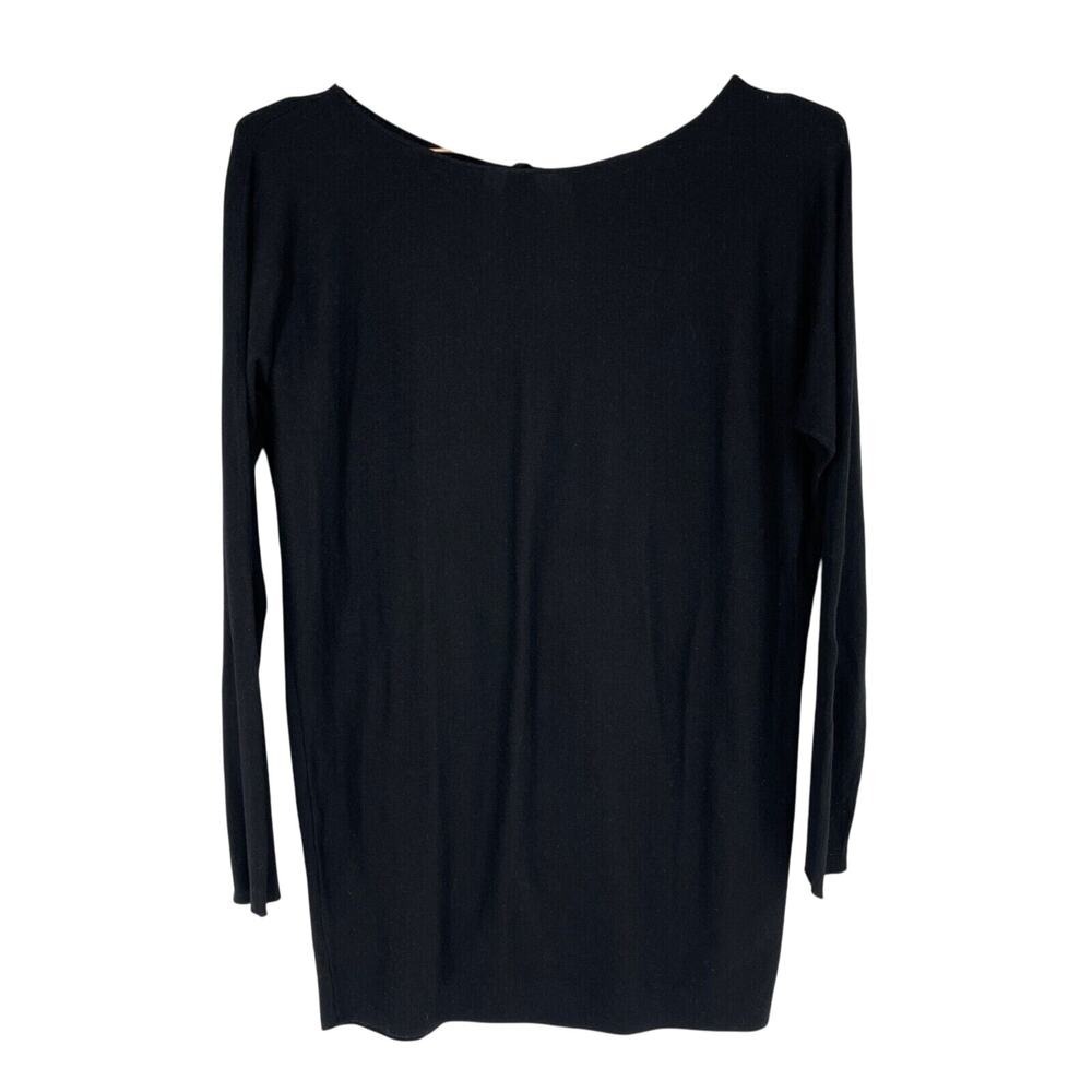 Vince Sweater Tunic Top Womens XS Black Cashmere Blend Keyhole Back with Tie